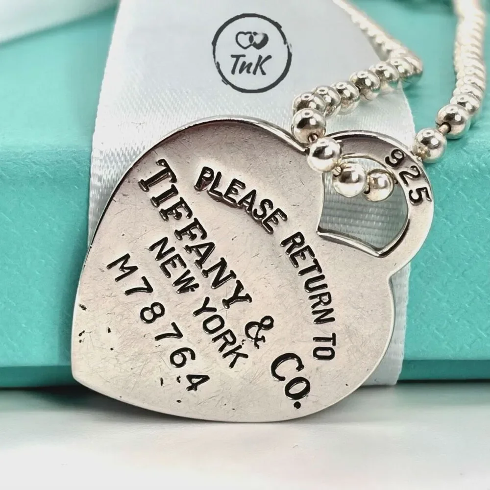 Tiffany & Co. Beaded 34” Chain Return to Tiffany Heart Tag Necklace in Silver - Picture 2 of 9